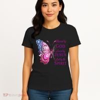 Blessed By God Loved By Jesus Butterfly Christian Women's T-Shirt thumb 4