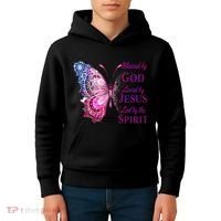 Blessed By God Loved By Jesus Butterfly Christian Kids Hoodie thumb 4