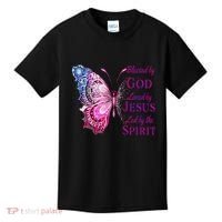 Blessed By God Loved By Jesus Butterfly Christian Kids T-Shirt thumb 0