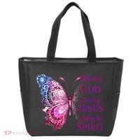 Blessed By God Loved By Jesus Butterfly Christian Tote Bag thumb 0