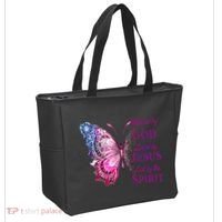 Blessed By God Loved By Jesus Butterfly Christian Tote Bag thumb 2