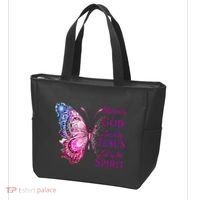 Blessed By God Loved By Jesus Butterfly Christian Tote Bag thumb 3