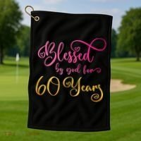 Blessed By God For 60 Years Old Wo 60th Birthday Golf Towel thumb 1