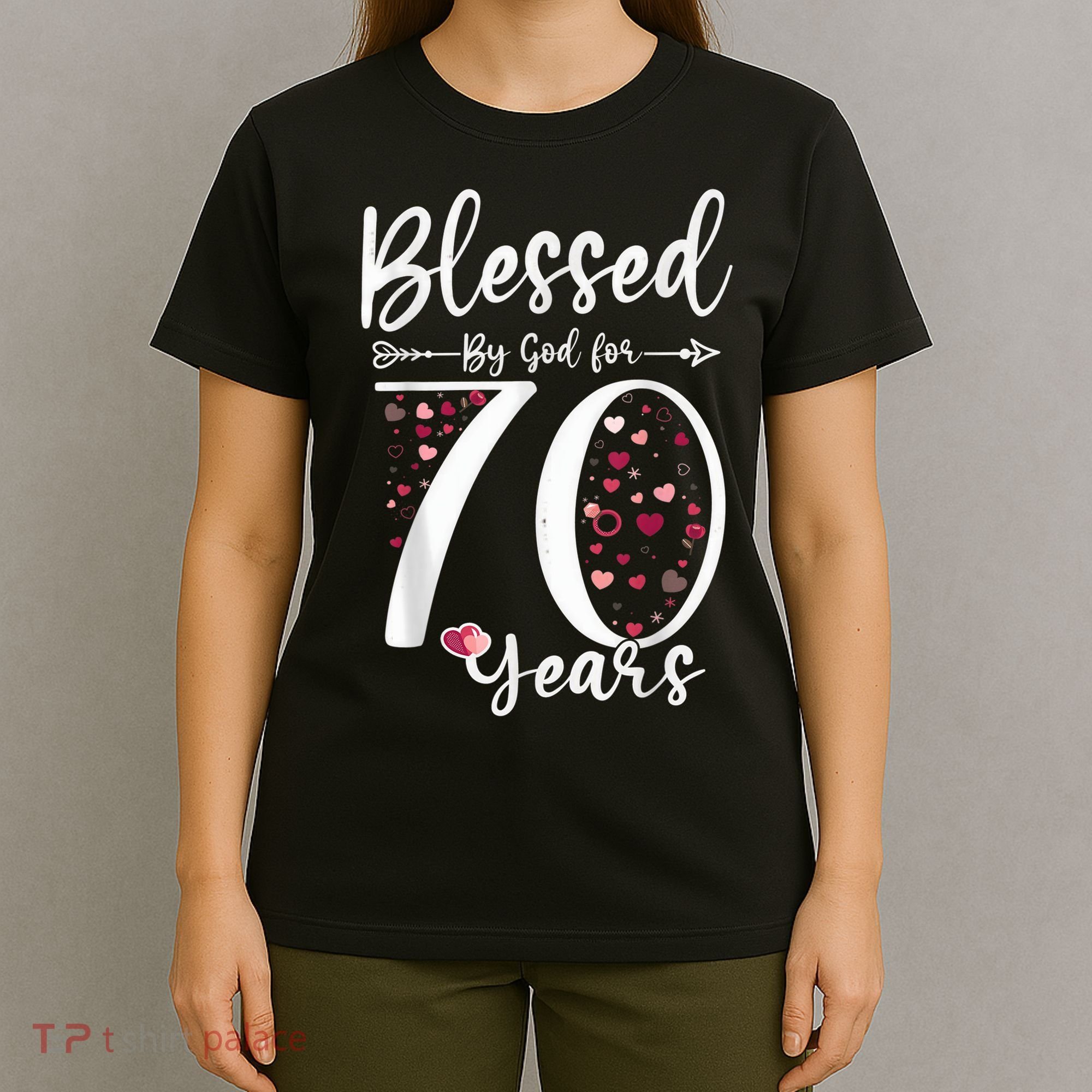 Blessed by God For 70 Years Old 70th Birthday Gift For Wo T-Shirt