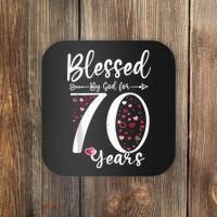 Blessed by God For 70 Years Old 70th Birthday Gift For Wo Coaster thumb 0