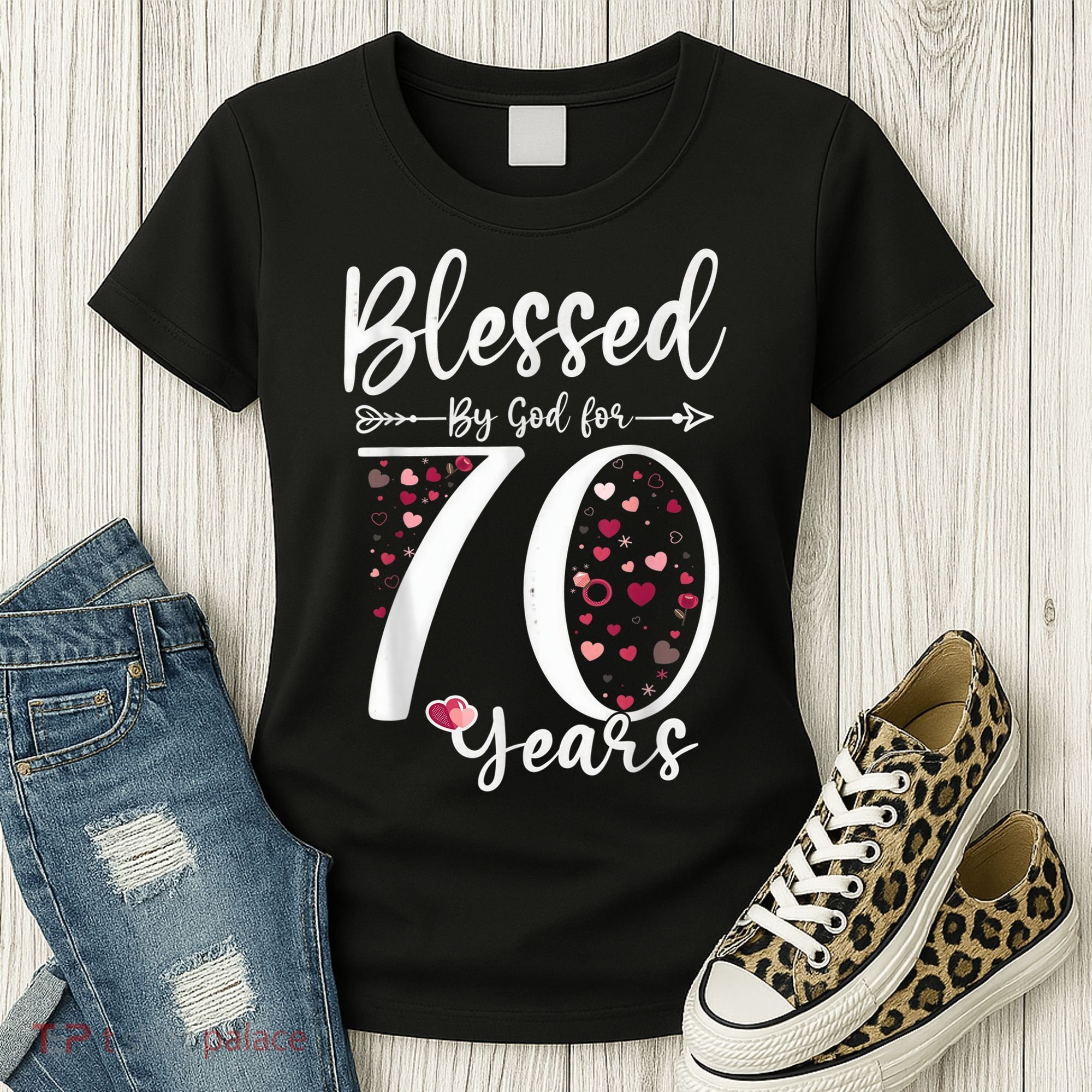 Blessed by God For 70 Years Old 70th Birthday Gift For Wo Women's T-Shirt
