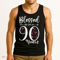 Blessed by God For 90 Years Old 90th Birthday Gift For Wo Tank Top thumb 3