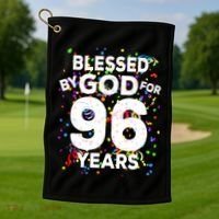 Blessed By God For 96 Years Gift Happy 96th Birthday Gift Golf Towel thumb 1