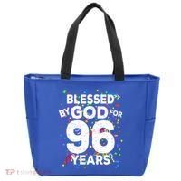 Blessed By God For 96 Years Gift Happy 96th Birthday Gift Tote Bag thumb 0