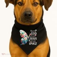 Blessed By God Loved By Jesus Floral Butterfly Christian USA-Made Doggie Bandana thumb 1