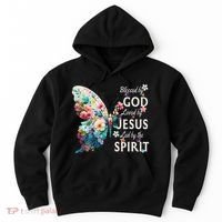 Blessed By God Loved By Jesus Floral Butterfly Christian Hoodie thumb 0