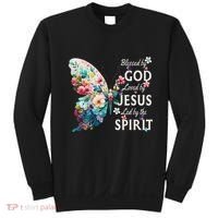 Blessed By God Loved By Jesus Floral Butterfly Christian Sweatshirt thumb 0