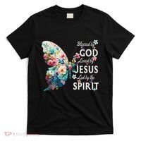 Blessed By God Loved By Jesus Floral Butterfly Christian T-Shirt thumb 0