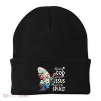 Blessed By God Loved By Jesus Floral Butterfly Christian Beanie thumb 0