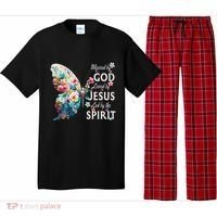 Blessed By God Loved By Jesus Floral Butterfly Christian Pajama Set thumb 0