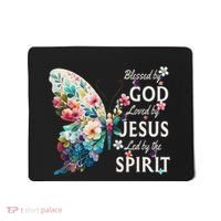 Blessed By God Loved By Jesus Floral Butterfly Christian Mousepad thumb 0