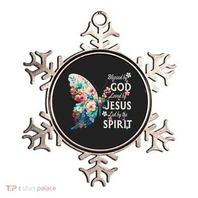 Blessed By God Loved By Jesus Floral Butterfly Christian Ornament