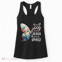 Blessed By God Loved By Jesus Floral Butterfly Christian Women's Tank Top thumb 0
