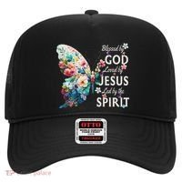 Blessed By God Loved By Jesus Floral Butterfly Christian Hat thumb 0