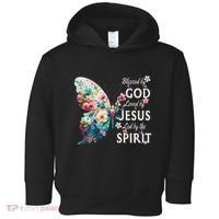 Blessed By God Loved By Jesus Floral Butterfly Christian Toddler Hoodie thumb 0