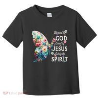 Blessed By God Loved By Jesus Floral Butterfly Christian Toddler T-Shirt thumb 0