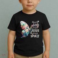 Blessed By God Loved By Jesus Floral Butterfly Christian Toddler T-Shirt thumb 2