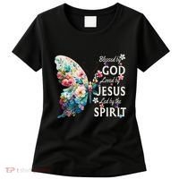 Blessed By God Loved By Jesus Floral Butterfly Christian Women's T-Shirt thumb 0