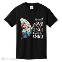 Blessed By God Loved By Jesus Floral Butterfly Christian Kids T-Shirt thumb 0