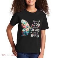 Blessed By God Loved By Jesus Floral Butterfly Christian Kids T-Shirt thumb 2