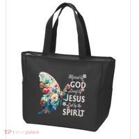 Blessed By God Loved By Jesus Floral Butterfly Christian Tote Bag thumb 3