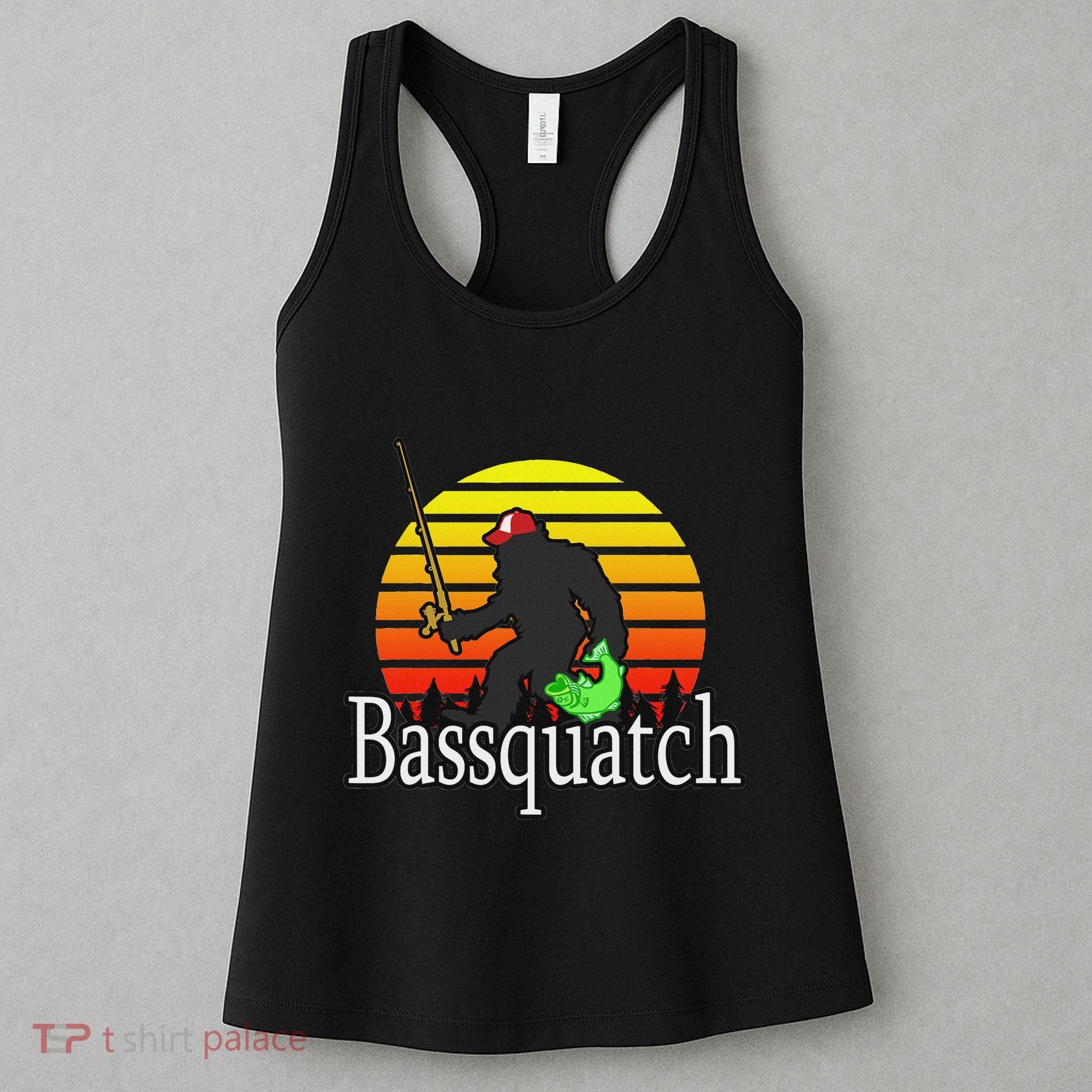 Bassquatch Bigfoot Gifts For Fishing Sasquatch Women's Tank Top