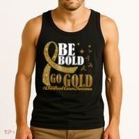 Be Bold Go Gold Childhood Cancer Awareness Tank Top thumb 3