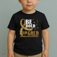Be Bold Go Gold Childhood Cancer Awareness Toddler T-Shirt thumb 2