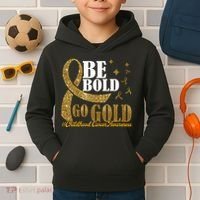 Be Bold Go Gold Childhood Cancer Awareness Kids Hoodie thumb 2