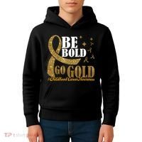 Be Bold Go Gold Childhood Cancer Awareness Kids Hoodie thumb 4
