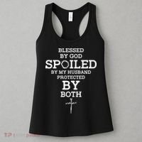Blessed By God Spoiled By My Husband Protected By Both Funny Women's Tank Top thumb 3