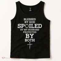 Blessed By God Spoiled By My Husband Protected By Both Funny Tank Top thumb 2