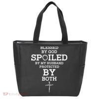 Blessed By God Spoiled By My Husband Protected By Both Funny Tote Bag thumb 0