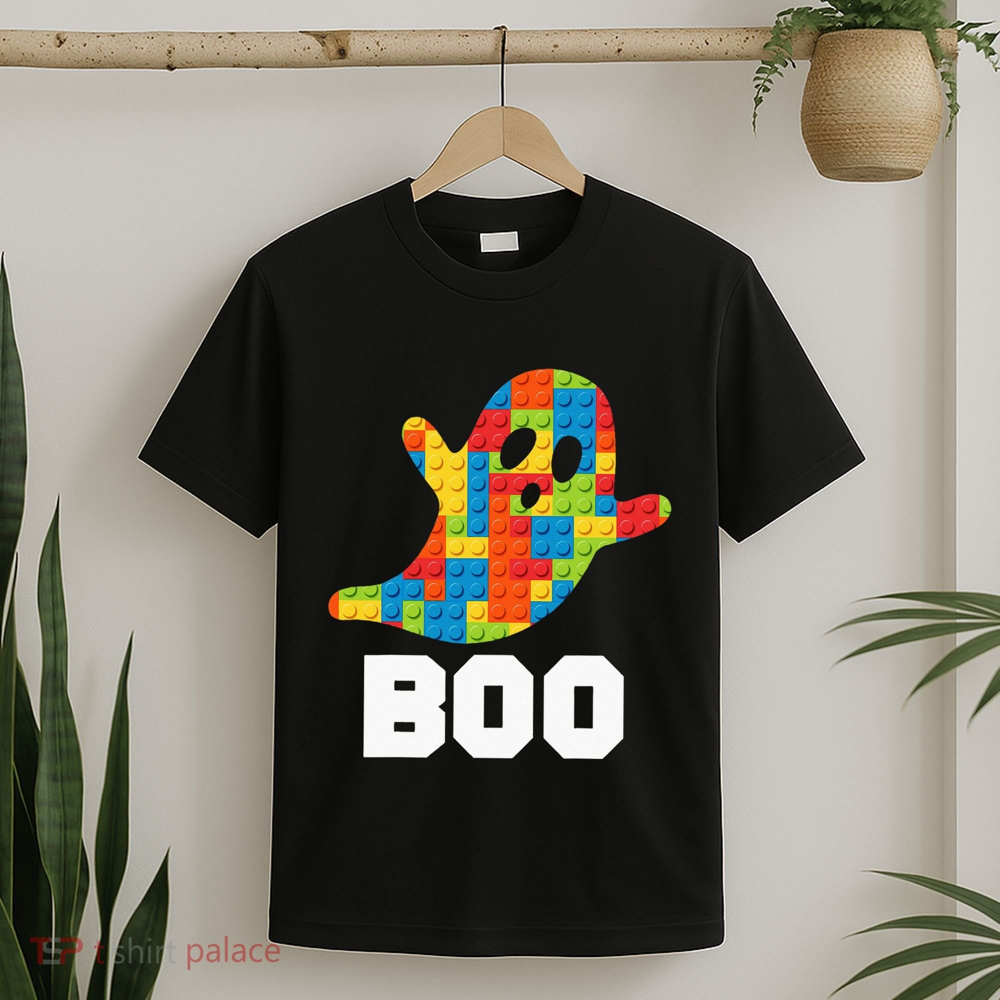 Building Blocks Ghost Boo Master Builder Halloween Costume T-Shirt