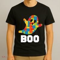 Building Blocks Ghost Boo Master Builder Halloween Costume T-Shirt thumb 3