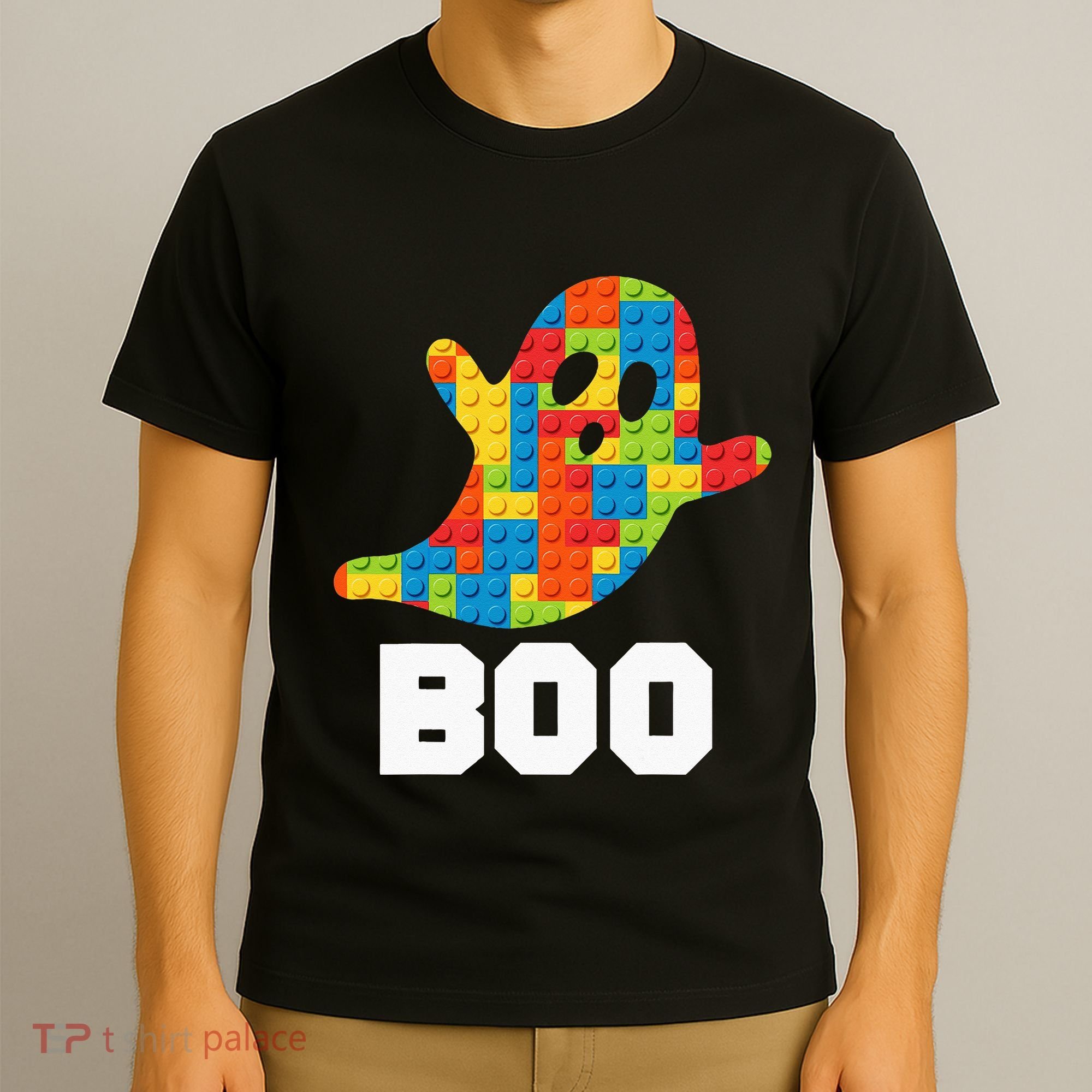 Building Blocks Ghost Boo Master Builder Halloween Costume T-Shirt