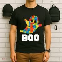 Building Blocks Ghost Boo Master Builder Halloween Costume T-Shirt thumb 6