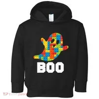 Building Blocks Ghost Boo Master Builder Halloween Costume Toddler Hoodie thumb 0