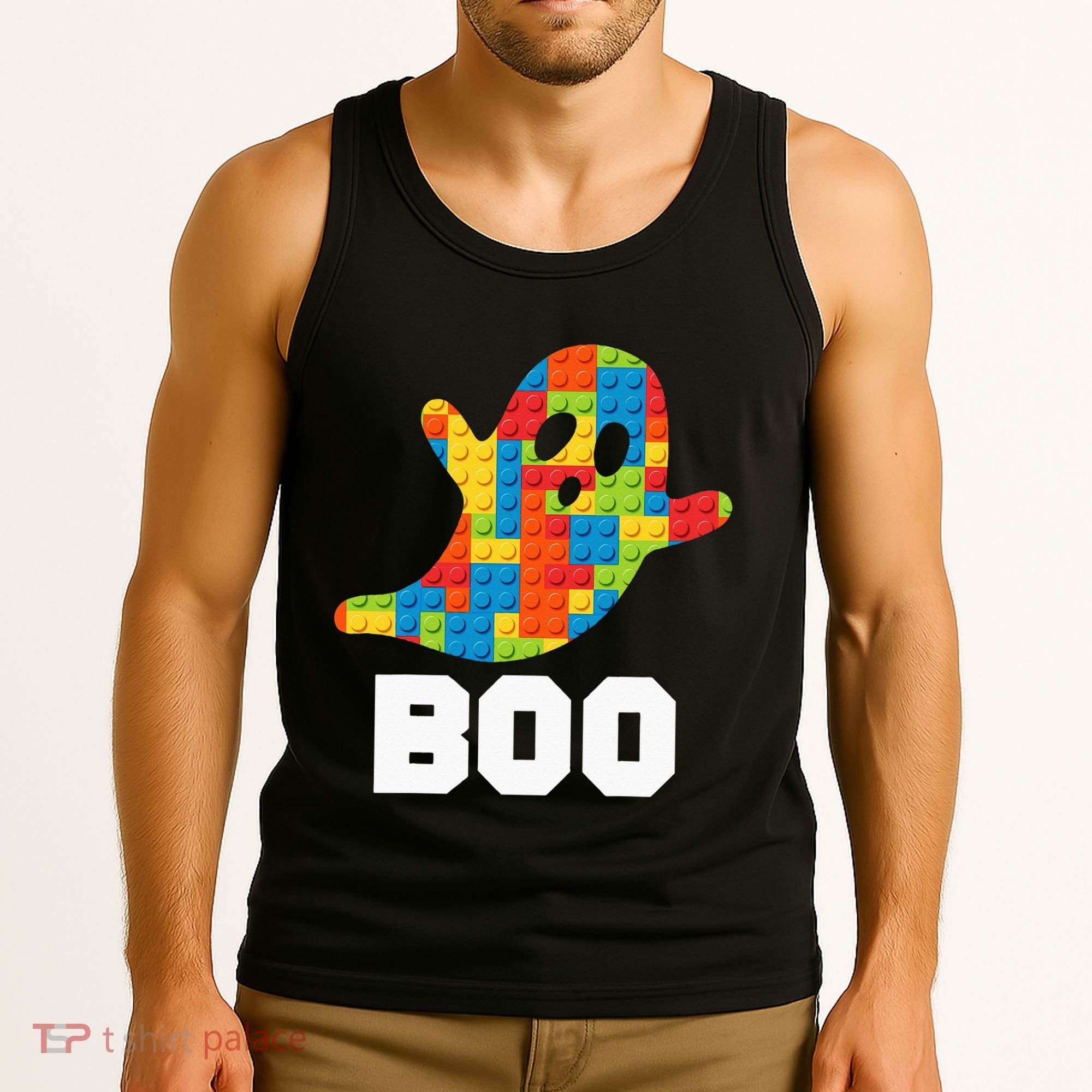 Building Blocks Ghost Boo Master Builder Halloween Costume Tank Top