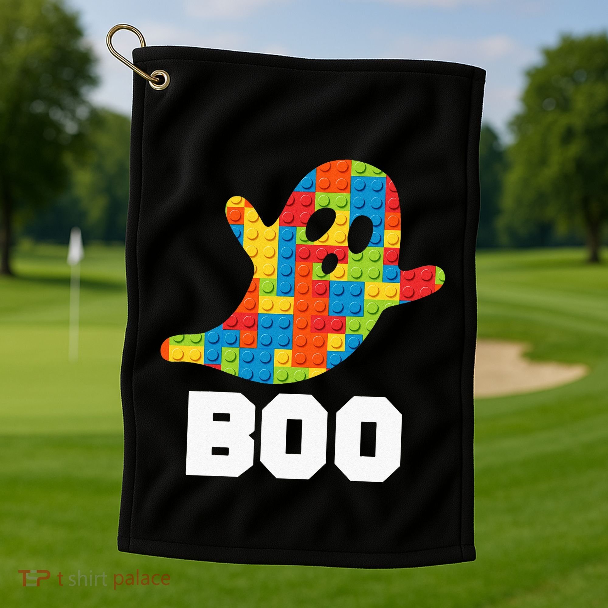 Building Blocks Ghost Boo Master Builder Halloween Costume Golf Towel