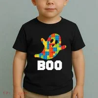 Building Blocks Ghost Boo Master Builder Halloween Costume Toddler T-Shirt thumb 2