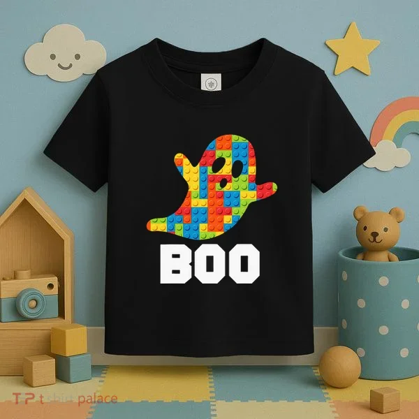 Building Blocks Ghost Boo Master Builder Halloween Costume Toddler T-Shirt