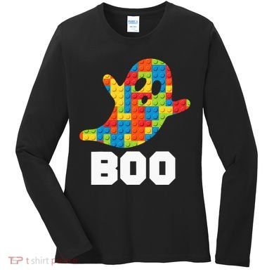 Building Blocks Ghost Boo Master Builder Halloween Costume Women's Long Sleeve Shirt