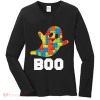 Building Blocks Ghost Boo Master Builder Halloween Costume Women's Long Sleeve Shirt thumb 0