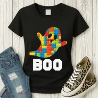 Building Blocks Ghost Boo Master Builder Halloween Costume Women's T-Shirt thumb 3